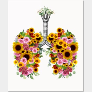 Lung Anatomy, floral sunflowers anatomy, Cancer Awareness Posters and Art